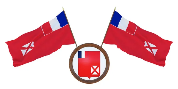 Nationalflagge Und Das Wappen Illustration Von Wallis Und Futuna Hintergrund — Stockfoto