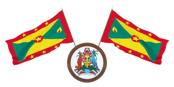 Drapelul Național Stema Ilustrație Grenadei Fundal Pentru Editori Designeri Sărbătoare — Fotografie, imagine de stoc