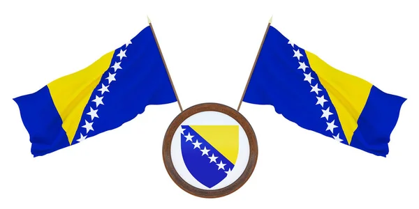 国旗和徽章 Fbosnia 和黑塞哥维那的例证 背景与波斯尼亚和黑塞哥维那的旗子 — 图库照片