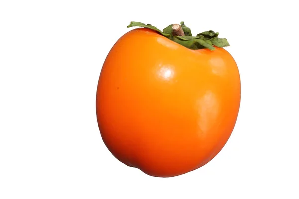 Fruto Caqui Naranja Sobre Fondo Blanco Aislado Fruta Muy Sabrosa — Foto de Stock