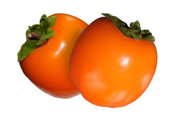 Twee Vitamine Sappige Vruchten Xhurma Een Afgelegen Witte Background — Stockfoto