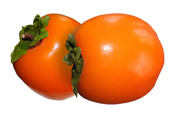 Δύο Βιταμινών Και Νόστιμο Persimmon Φρούτα Ένα Απομονωμένο Λευκό Background — Φωτογραφία Αρχείου