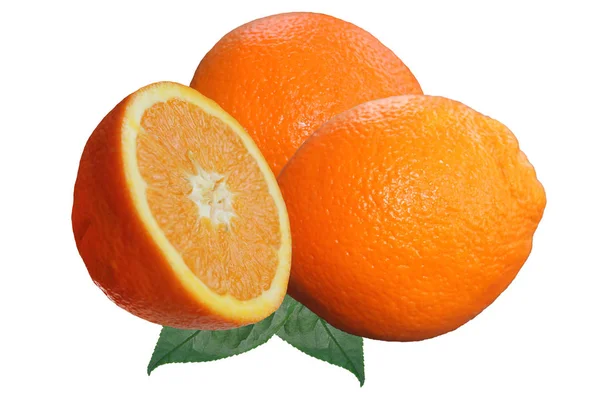 Dos Talfs Enteros Naranja Fresca Aislados Sobre Fondo Blanco — Foto de Stock