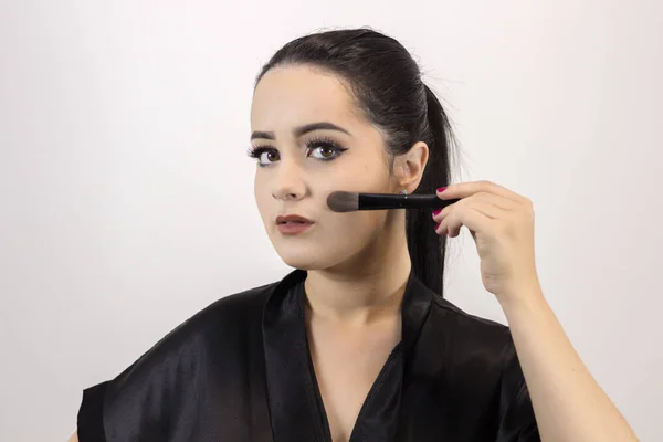 Hermosa Cara Mujer Maquillaje Perfecto Detalle Maquillaje — Foto de Stock