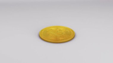 Altın bitcoin (Btc) beyaz arka plan üzerinde izole. 3D render. Bitcoin 3d izometrik fiziksel altın dijital Döviz Alım Cryptocurrency altın sikke üzerinde beyaz izole simgesiyle para biraz arka plan 3d