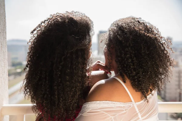 Deux Jeunes Filles Afro Amusent Ensemble Joie Positif Amour Amitié — Photo