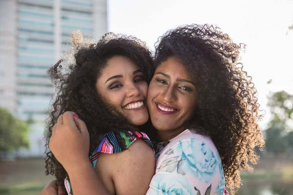 Two Young Afro Girls Having Fun Together Joy Positive Love — Stock Photo, Image