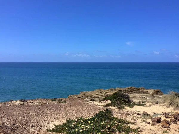 Paisagem Marinha Vista Mar Rochas Ondas Oceano Atlântico Vista Superior — Fotografia de Stock