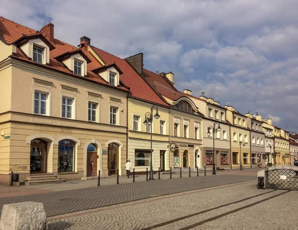 Poland Zhory 2017 Man Walking Deserted Street Small European Town — стоковое фото