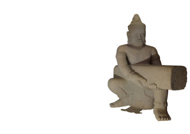 antik beyaz heykel, antik Asya tapınağından dekoratif heykel, izole, beyaz arka plan