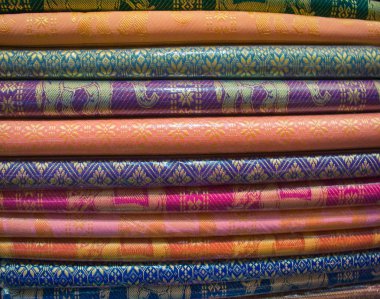 Renkli kumaş kesim, bire bir katlanmış, dokuma doku, arka plan