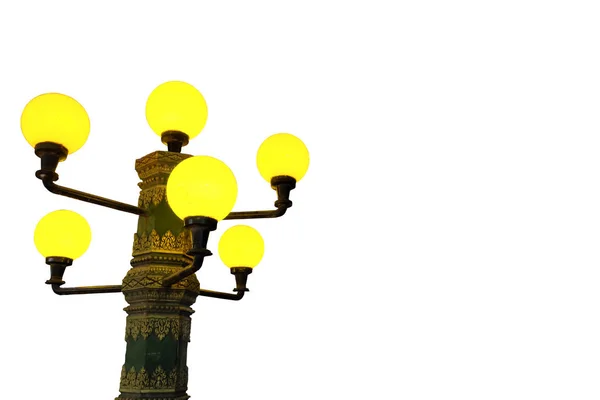 Beautiful Lamp Post Lot Lamps Isolated White Background — Stock Photo, Image