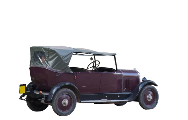 Vintage Bil Med Canvas Tak Retro Limousine Isolerad Vit Bakgrund — Stockfoto