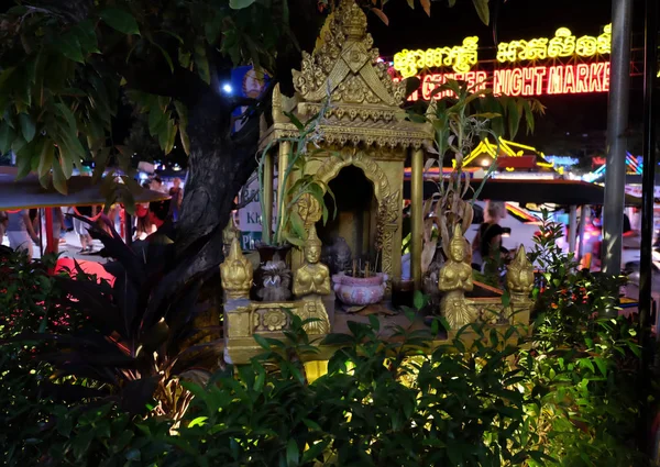 Siem Reap Kambodzsa December 2018 Egy Kis Hindu Szentély Utcán — Stock Fotó