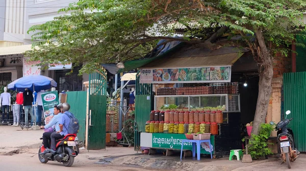 Camboja Siem Reap 2018 Comércio Rua Especiarias Frutas Exóticas Muitos — Fotografia de Stock