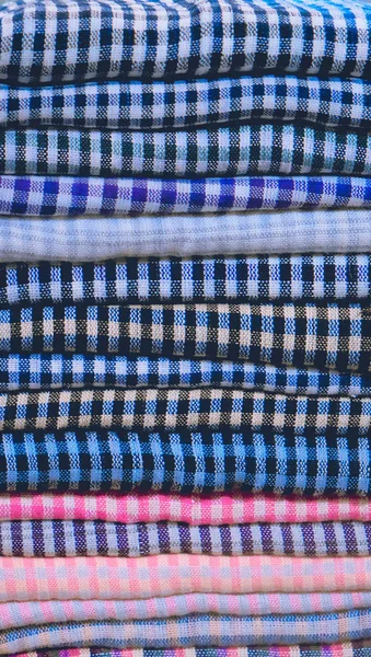 Kolorowe Ręczniki Pieluchy Składane Tekstylia Tkanina Jako Tło — Zdjęcie stockowe