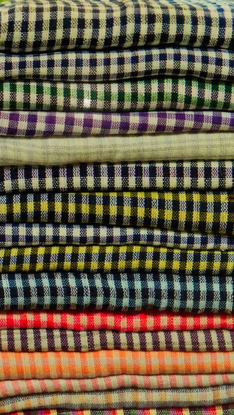 Kolorowe Ręczniki Pieluchy Składane Tekstylia Tkanina Jako Tło — Zdjęcie stockowe