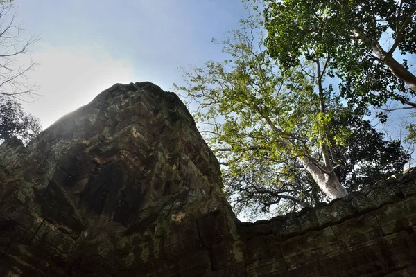 Fragmento Una Antigua Torre Piedra Decorado Con Tallas Artísticas Bajorrelieves — Foto de Stock
