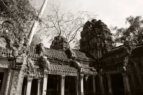 Ruinas Antiguo Edificio Khmer Casa Piedra Decorada Con Magníficas Tallas — Foto de Stock