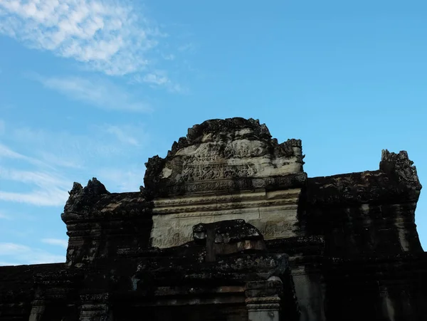 Fragmento Antigo Templo Pedra Camboja Antiga Arquitetura Sudeste Asiático Templo — Fotografia de Stock
