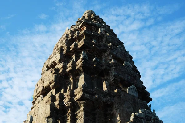 Верхняя Часть Одной Башен Храма Ангкор Архитектурное Искусство Древнего Кхмера — стоковое фото