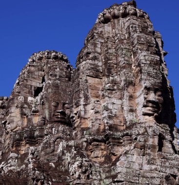 Kamboçya 'da Bayon 'un anıtsal antik Tapınağı. Indochina 'da Ortaçağ Tapınağı. Antik uygarlıkların mimari sanatı.