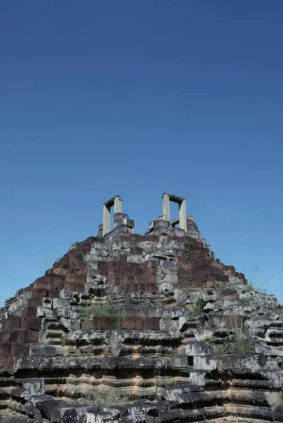 Architectural monuments of ancient civilizations. Steps leading to heaven. Heritage of Khmer civilization. The ruins of a medieval stone hindu temple.