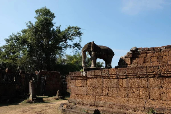 Scultura Elefante Nel Tempio East Mebon Angkor Cambogia — Foto Stock