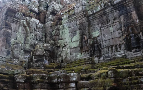 Mur Pierre Bâtiment Médiéval Ruines Envahies Par Mousse — Photo