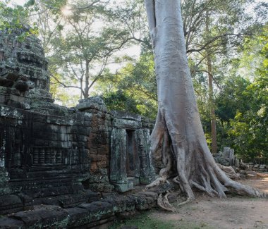Banteay Kdei ortaçağ Khmer tapınağı. Mimari cazibe. Antik bina.