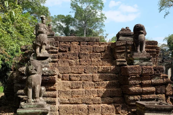 Scala Dell Università Medievale Rovina Cambogia Figure Pietra Animali Rovine — Foto Stock