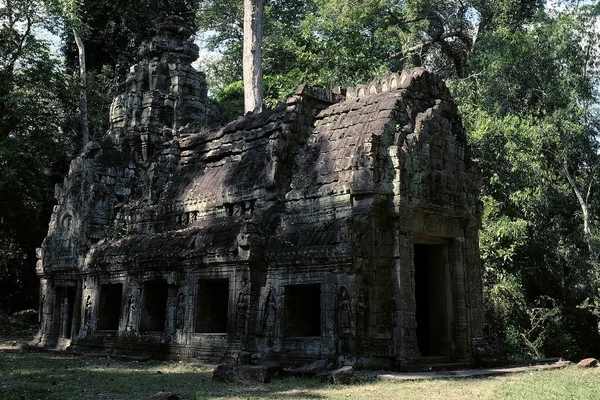 Preah Khan Ortaçağdan Kalma Khmer Tapınağı Ormandaki Ortaçağ Kalıntıları — Stok fotoğraf