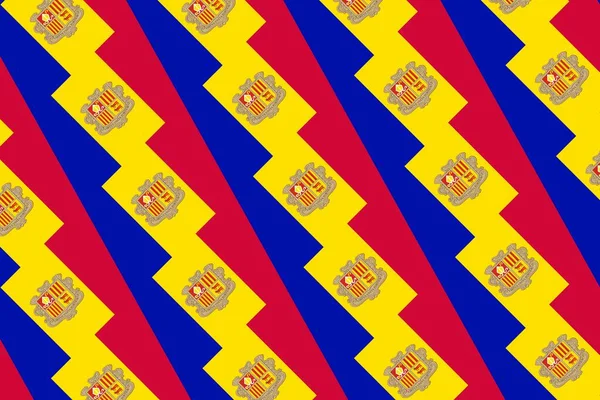Простой Геометрический Узор Цветах Национального Флага Андорры — стоковое фото