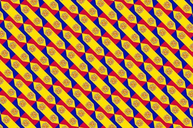 Andorra bayrağının renklerinde basit geometrik desen