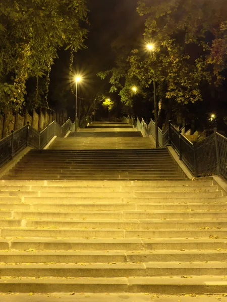 Staircase Illuminated Street Lamps Street Lighting — Stock Photo, Image