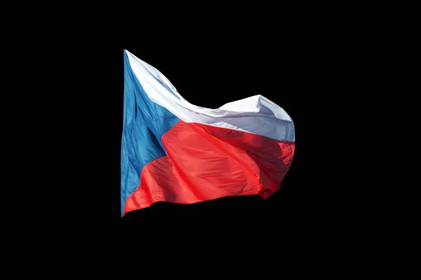 Cseh Köztársaság Zászló Lengett Szélben Elkülönítve Háttérben — Stock Fotó