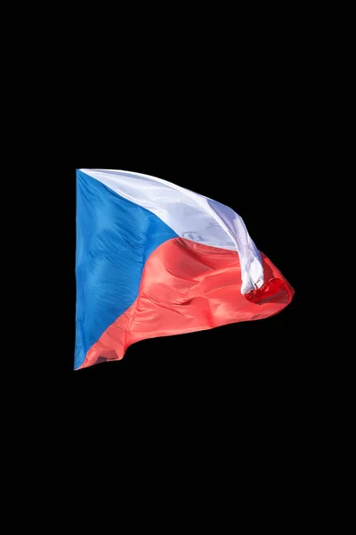 Die Flagge Der Tschechischen Republik Weht Wind Isoliert Hintergrund — Stockfoto