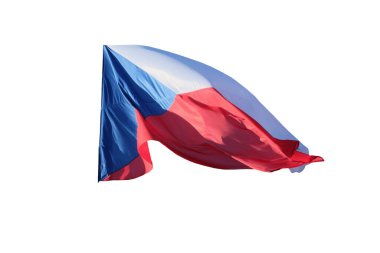 Çek Cumhuriyeti bayrağı rüzgarda dalgalanıyor. Arkaplanda izole.