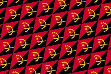 Angola bayrağının renklerinde basit geometrik desen