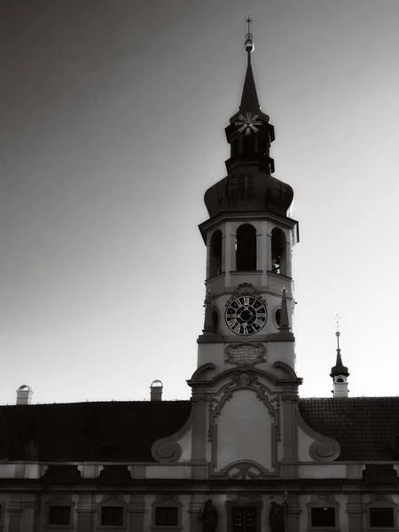 Kerk Van Geboorte Kapel Tegen Lucht Monochroom — Stockfoto