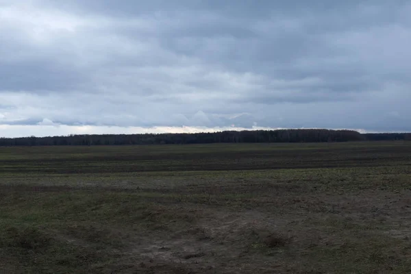 Paysage Steppe Sombre Beau Ciel Nuageux Sur Terrain — Photo