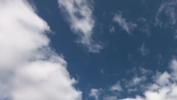 Ciel Nuageux Nuages Blancs Moelleux Dans Ciel Bleu Temps Écoulé — Video
