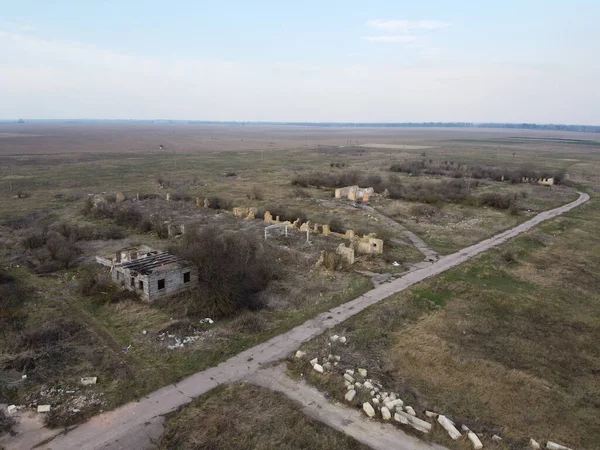 Zničený Statek Dobytka Severu Ukrajiny Letecký Pohled Zchátralé Průmyslové Budovy — Stock fotografie