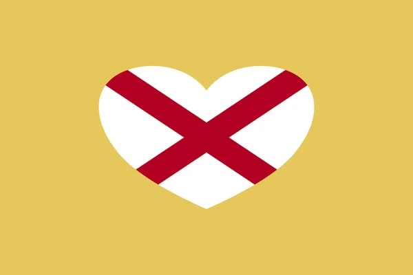 Alabama Stát Usa Vlajka Tvar Srdce Izolované Pozadí — Stock fotografie