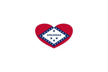 Arkansas (ABD) bayrak kalp şekli arka planda izole.