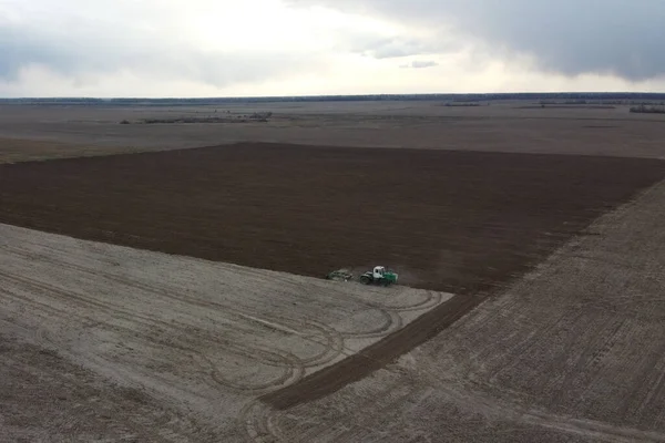 Agricultural Machinery Field Aerial View Agricultural Work — Stock Photo, Image