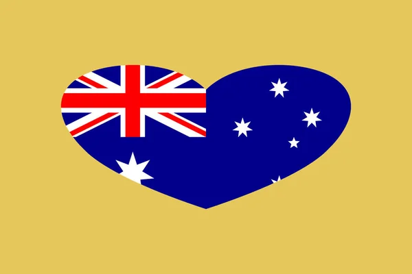 Flaga Australii Kształcie Serca Odizolowane Tle — Zdjęcie stockowe