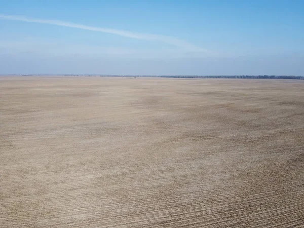 Jordbruksfält Solig Vårdag Flygutsikt Landskap Blå Himmel Över Fälten — Stockfoto