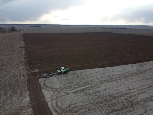 Agricultural Machinery Field Aerial View Agricultural Work — Stock Photo, Image