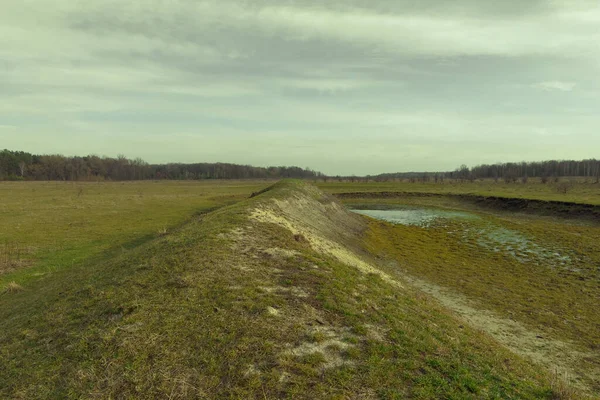 Exposed Bottom Dry Pond Shallow Water Body — Stock Photo, Image